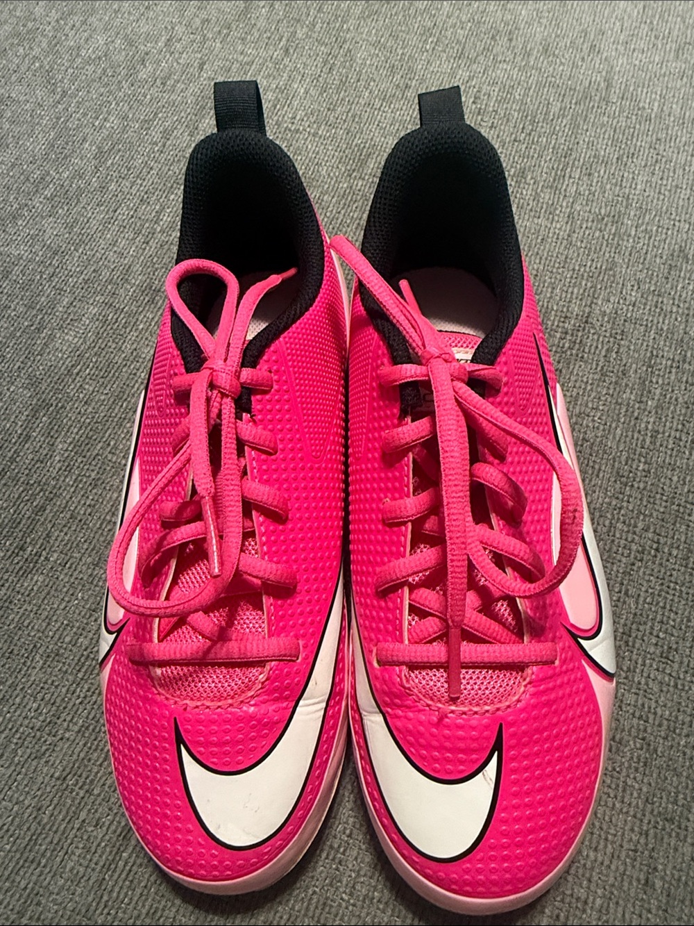 Nike Kids Hot Pink Athletic Cleats with White Swoosh